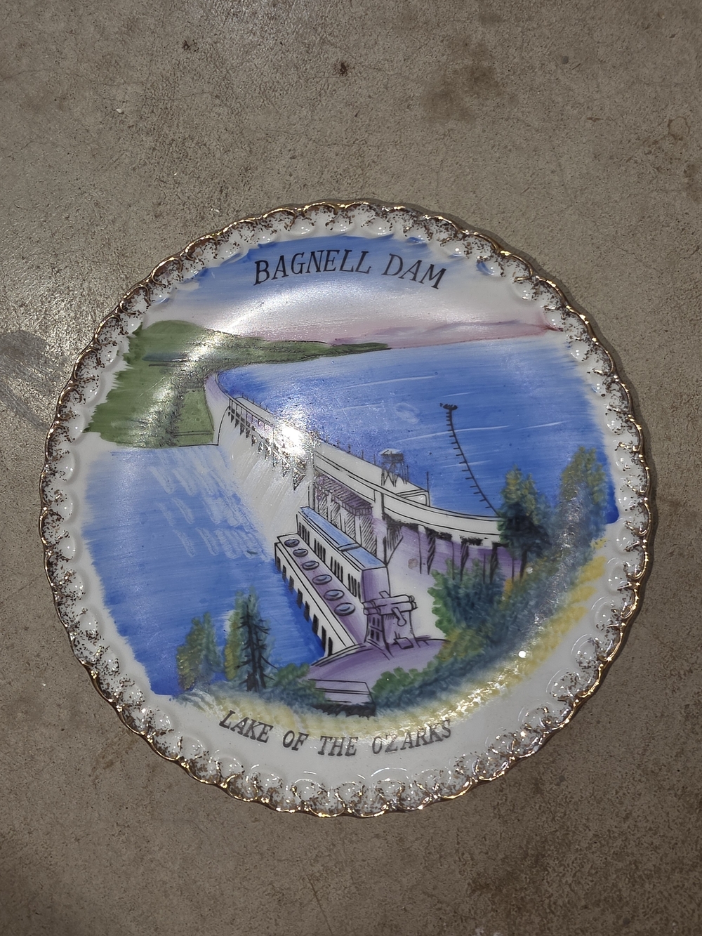 Vintage Bagnell Dam Lake of the Ozarks Missouri Souvenir Plate